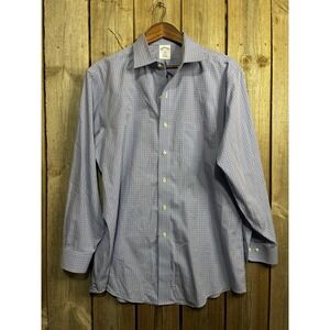 Brooks Brothers 1818 Regent Dress Shirt 16.5 32/33 Blue Red Plaid Non-Iron